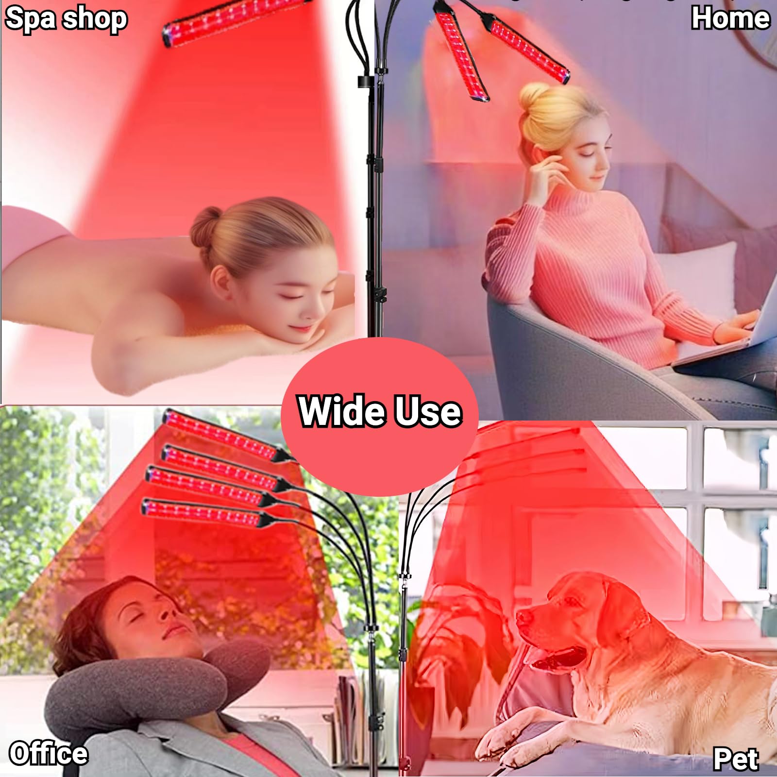 Lampa do terapii światłem czerwonym, 660 nm i 850 nm bliskiej podczerwieni panel światła czerwonego do twarzy, pleców,szyi,ramion,ciała,talii,nóg,łagodzenia bólu i przeciwstarzeniowego,420 diodami LED