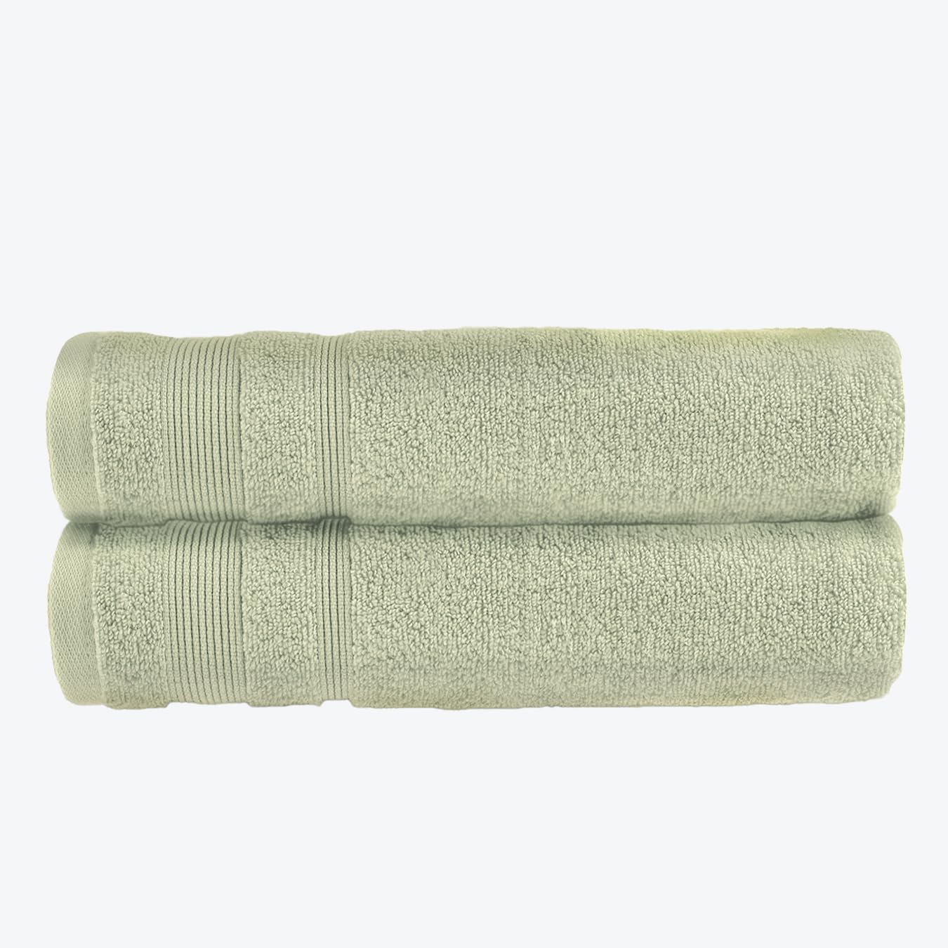 Allure Zero Twist Bath Sheet Set, Extra Large Bath Towel, Pack of 2, 100 x 150cm, 100% Egyptian Cotton (Sage Green) — image 1