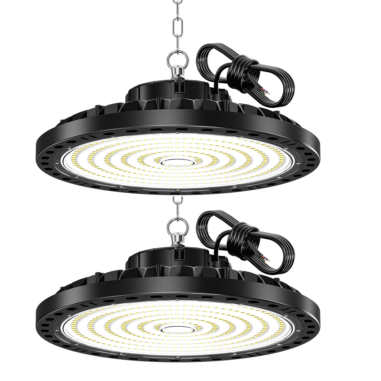 UFO Lámpara de Alta Bahía, 2PCS 200W Focos LED Interior Techo 20000LM 6500K Naves Industriales LED, IP65 Impermeable Campana Iluminación Para Garaje Fábrica Taller