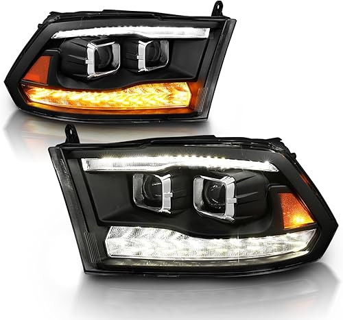 Miniatura 2 de AmeriLite Dodge Ram 1500 2500 3500 modelo Pickup Switchback - Barra LED doble, halógena, señal de giro de estacionamiento, proyector doble, conjunto