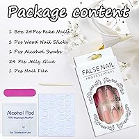 Vista 5 de 24 uñas largas a presión con punta francesa con diseño de diamantes de imitación en forma de ataúd de cobertura completa, puntas de uñas blancas