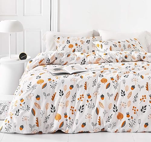 Miniatura 7 de YuHeGuoJi Funda de edredón tropical tamaño King, 100% algodón, funda de edredón botánica azul, suave, juego de 3 piezas, 1 funda de edredón con