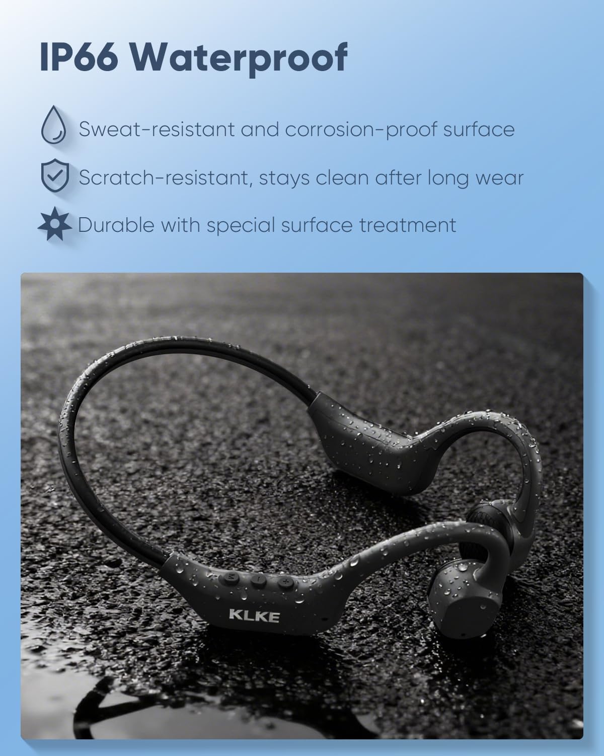 Open-Ear Bone Conduction Headphones, IP66 Waterproof, Integrated Transducer Running Headphones with Dual Mode, Rear Safety Light, 10H Battery,Advanced Mic for Cycling, Hiking & Outdoor Sports - Image 6