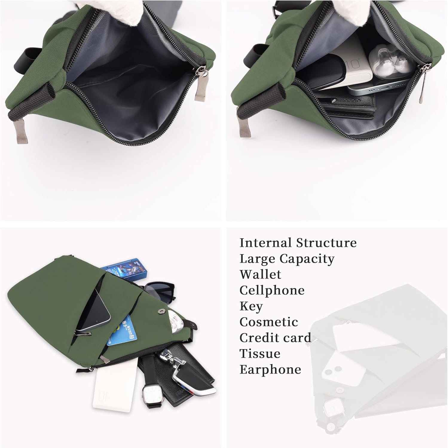 Anti Theft Crossbody Bag,Sling Bag for Women Men,Multi-pocket Chest Shoulder Bag for Travel, Sport, Work - Image 7