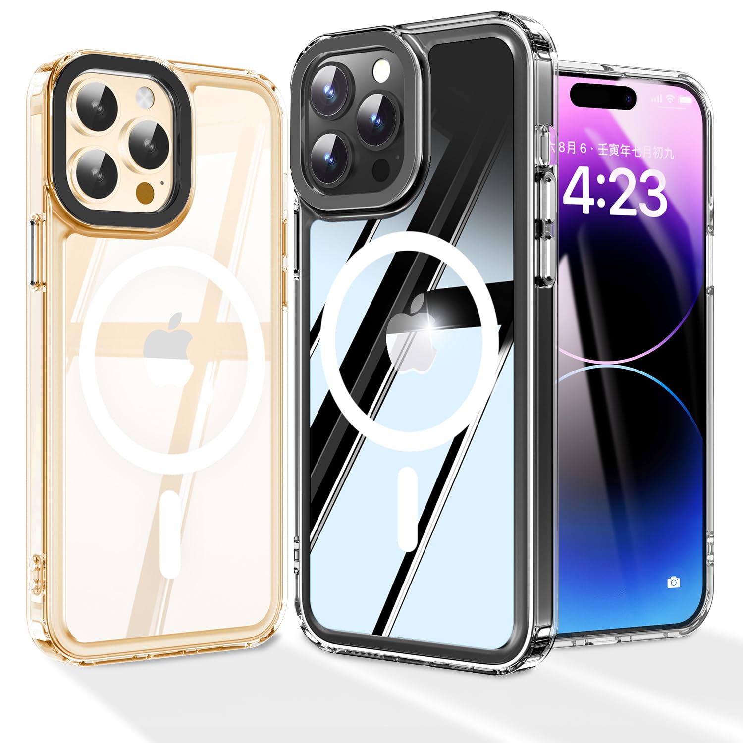 SKYLMW Magnetic for iPhone 13 Pro Max Case Clear, [Anti-Yellowing] [10 FT Military Grade Protection] Slim Shockproof Bumper Airbag Compatible with Magsafe Phone Case Cover 6.7” (2023) - Transparent