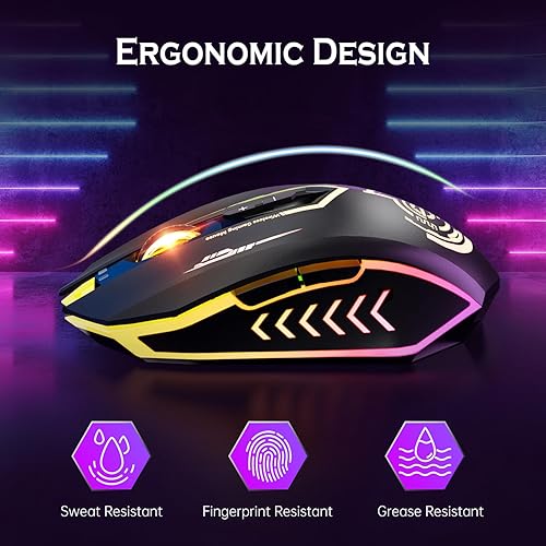 Miniatura 7 de Wireless USB Gaming Mouse recargables uhuru 5botones 7Changeable LED Color ergonómico programable MMO RPG para PC computadora Portátil gaming
