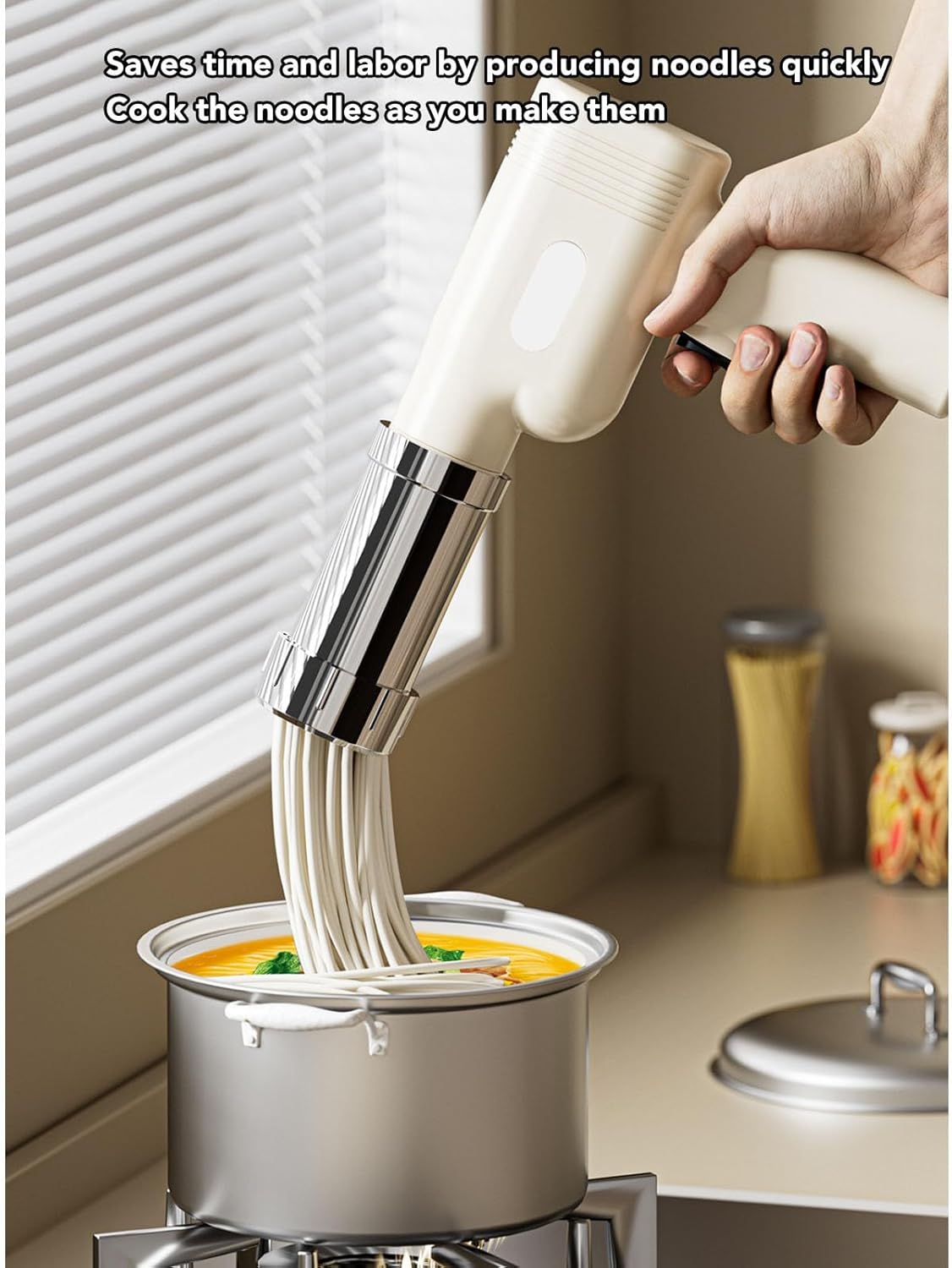 Handheld Electric Pasta Maker, USB Rechargeable, Cordless, 5, Portable Stainless Steel Kitchen Tool - Multifunctional, Easy Operation, Ideal for Home Cooking