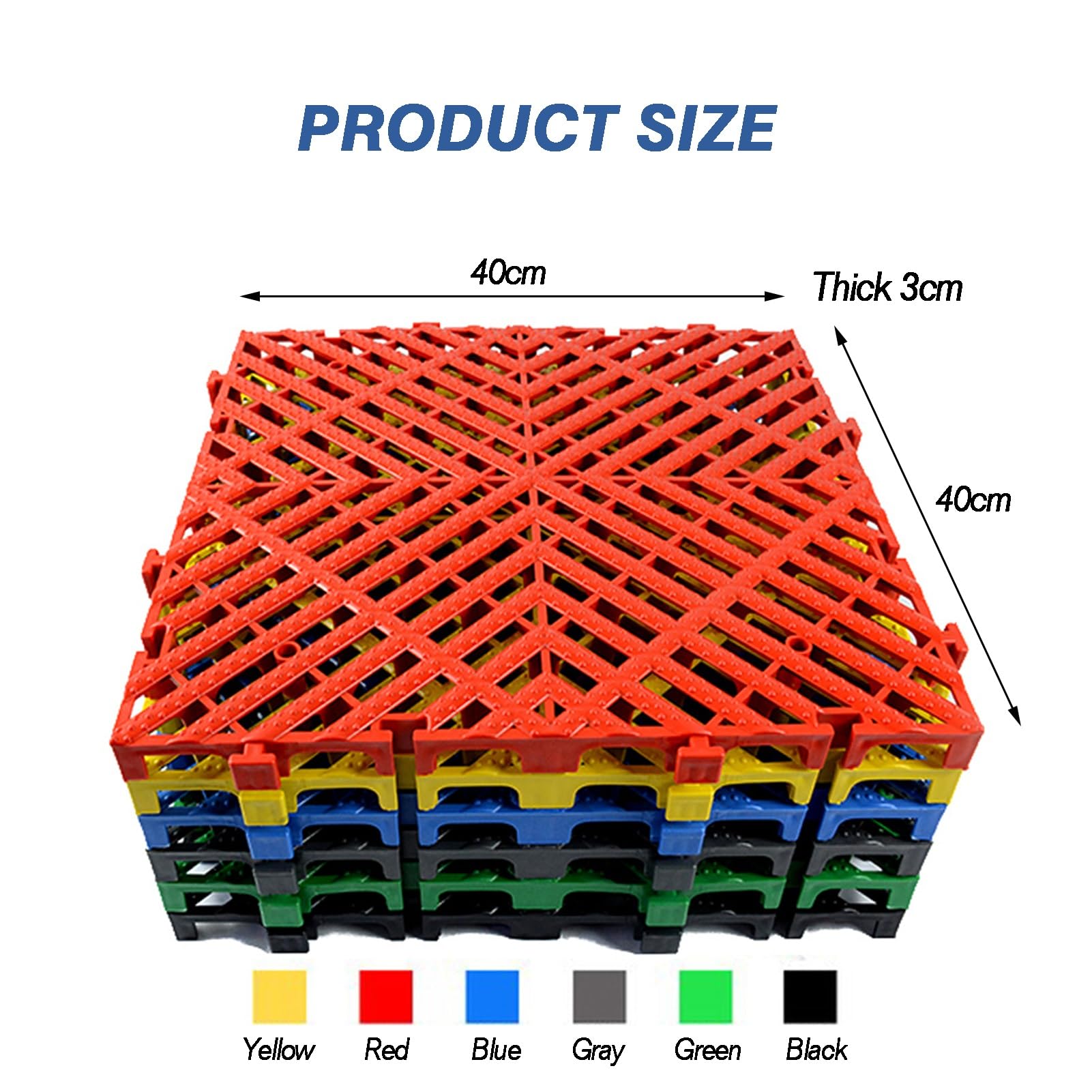 Outdoor Modular Interlocking Floor Tiles, Rubber Drainage Mats Interlocking Shower Tiles Shed Basement Flooring, for Deck Patio Garage Balcony Bathroom(Green,40x40x3CM-4piece)