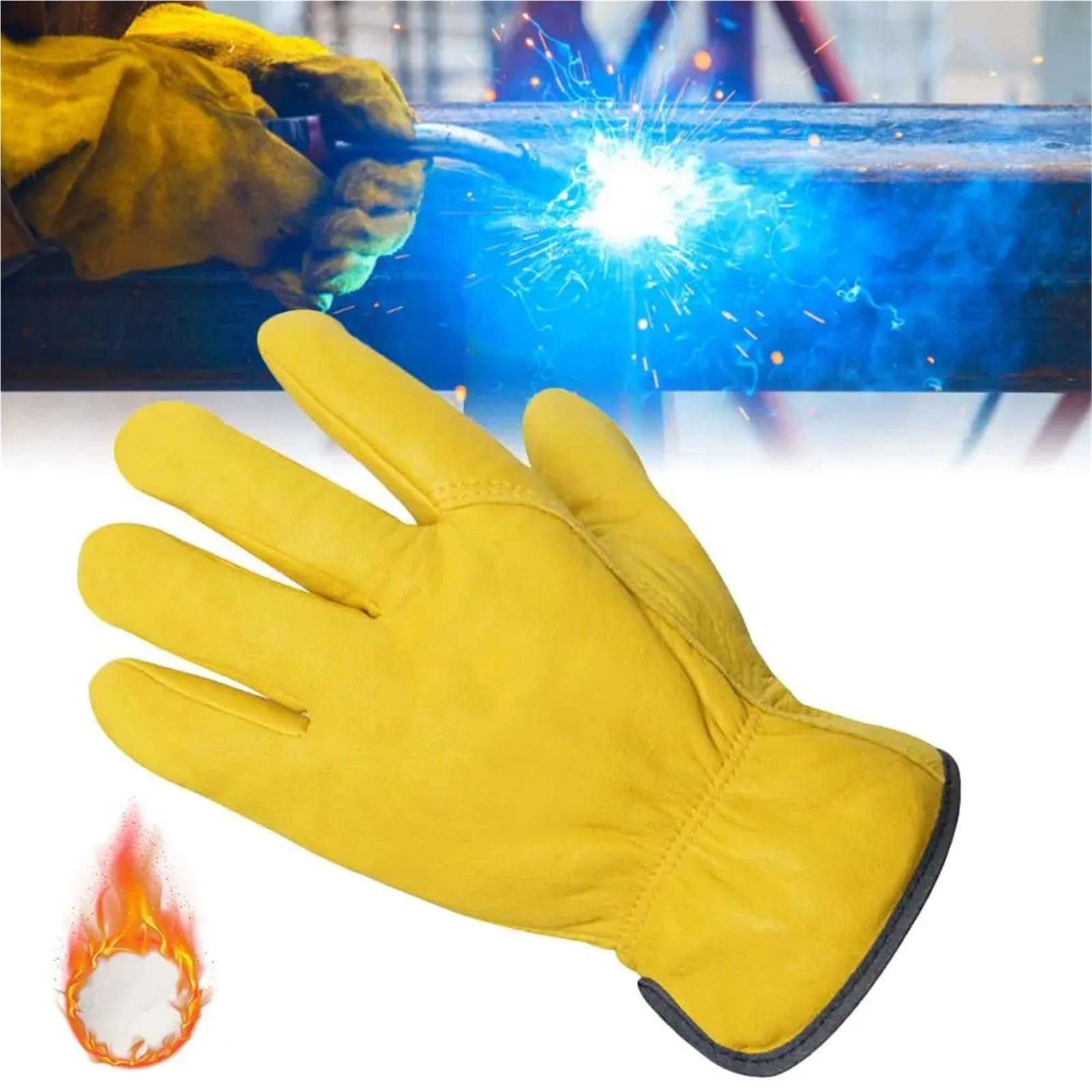1 paire de gants travail en cuir épais for le nettoyage et congélateur, peluche, for jardin, chauds d'hiver, for la conduite pour Congélateur, Entrepôt