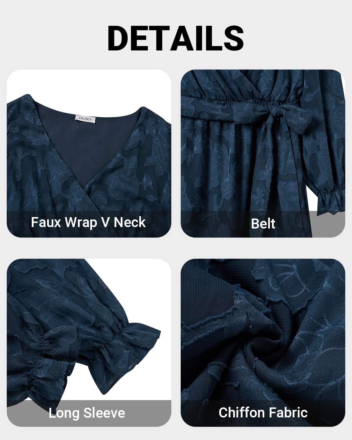 Plus Size Dresses Wedding Guest - Fall Semi Formal Floral Long Sleeve Wrap V Neck High Low Maxi Dress with Belt Women - Image 6