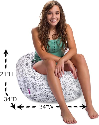 Miniatura 301 de Posh Creations Puf estructurado cómodo para jugar, leer y ver la televisión, Malibu Lounge, tela de lona para colorear, criaturas Criaturas de tela