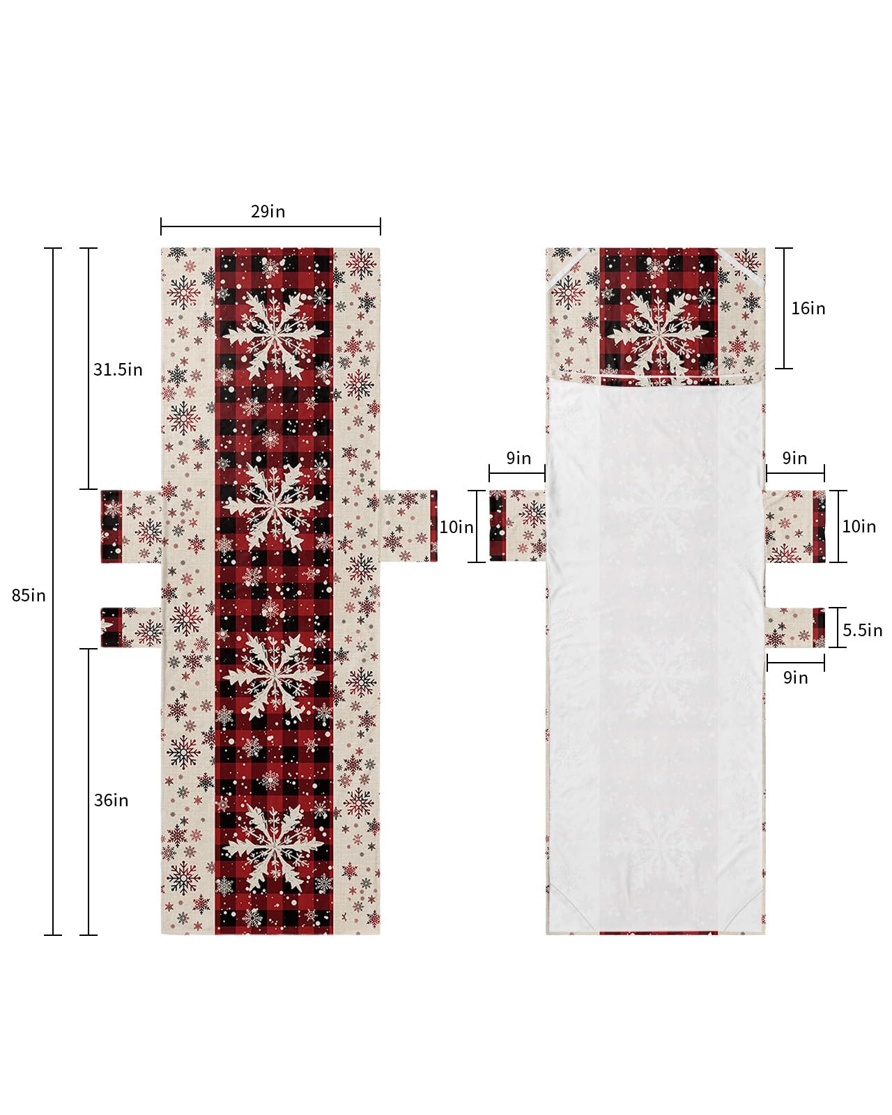 Christmas Snowflake Beach Lounge Chair Towel Cover, Soft Chaise Lounge Towel with Side Pockets Patio Pool Chairs Cover for Beach/Pool Sunbathing 29x85 Red Black Plaid Winter Snowflake Rustic
