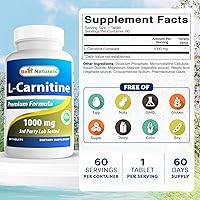 Vista 2 de Best Naturals L-Carnitina 1000mg 60 tabletas (60 unidades (paquete de 1))