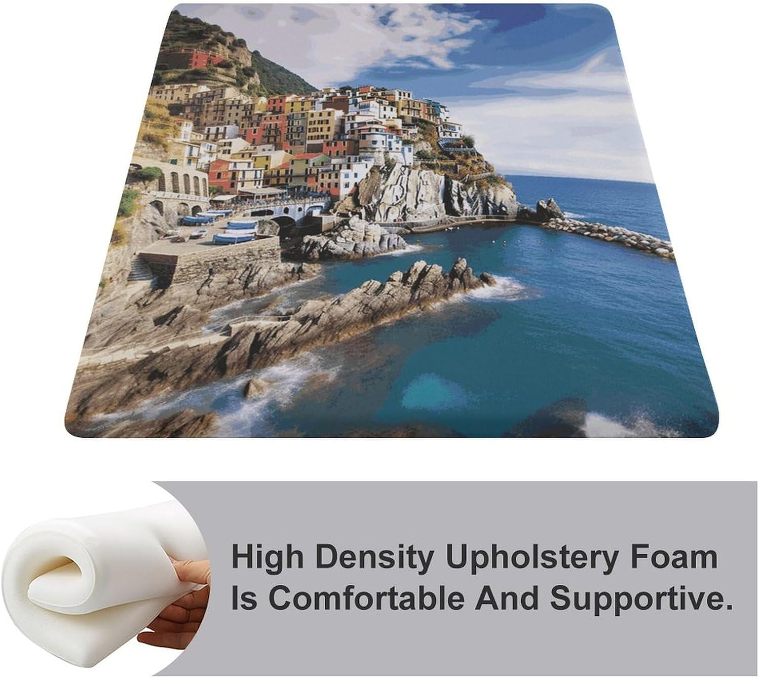 Cinque Terre Scenery Chair Cushion Floor Pillow Stool Cushion | Cushions with Removable Cover with Square Memory for for Chair Living Room Balcony Office Sofa,13.8*15*1.2 Inch