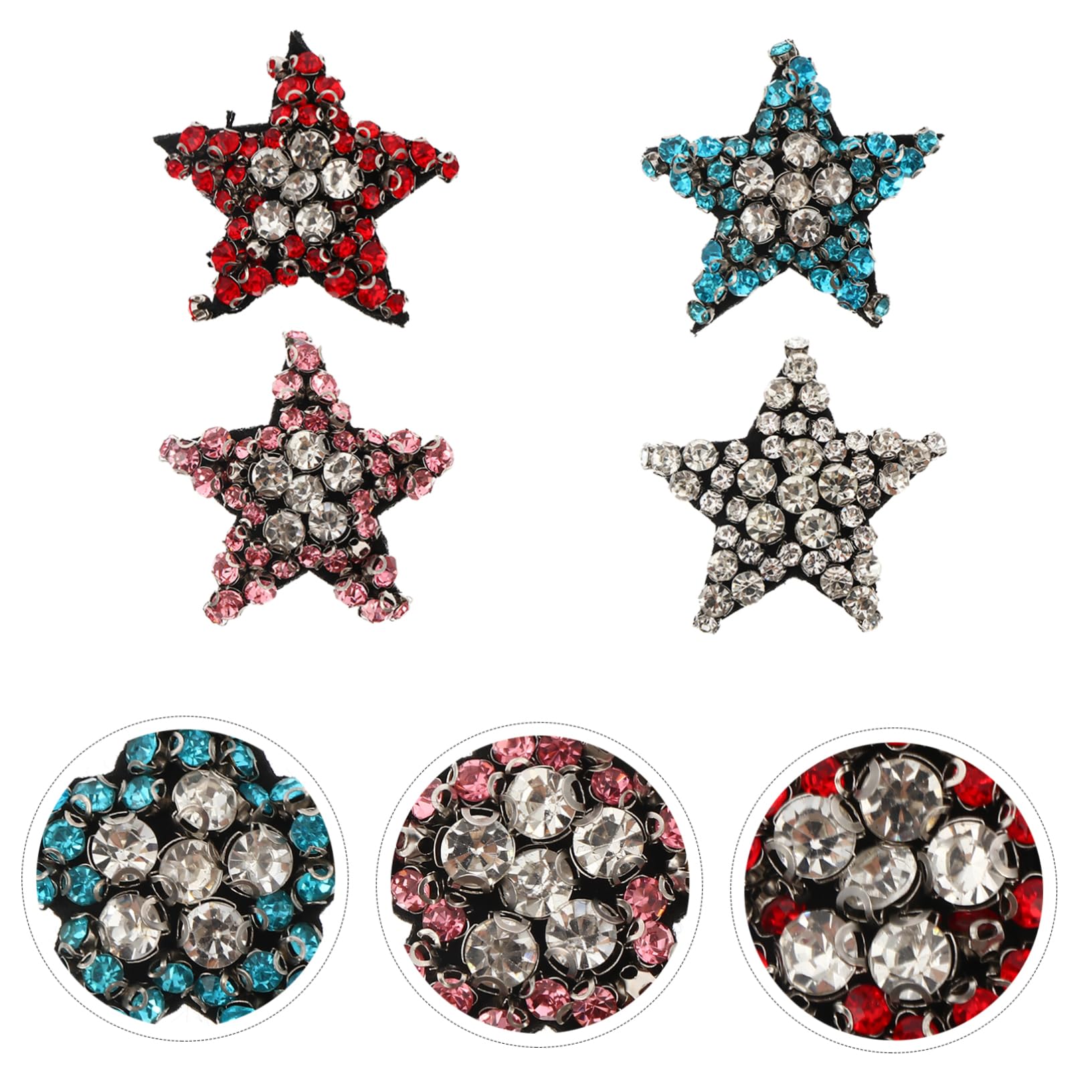 OSALADI 2 Set Del Pentagramma Schiaccianoci Ansimare Calore Numero Adesivo Gemma Toppe Per Giubbotti Toppe Per Jeans Patch Di Stelle Glitterate Adesivo Per Cucire Tessuto 12 Pezzi*2