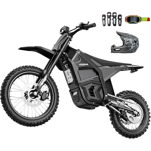 Yozma IN10 Pro Electric Dirt Bike, 5500 Peak Mid- Drive Motor, 50 Mph Max Speed Ebike, 60V 27AH Bttery with 60 Miles Max Range, 17''/14'' Off-Road Tires, Hydraulic Brakes & Dual Shock Absorption