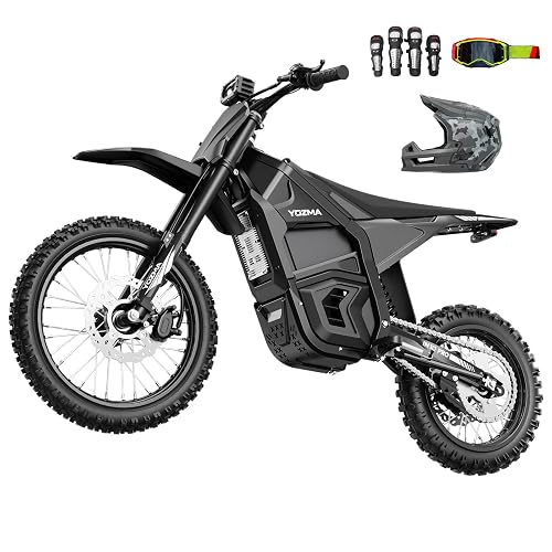 Yozma IN10 Pro Electric Dirt Bike, 5500 Peak Mid- Drive Motor, 50 Mph Max Speed Ebike, 60V 27AH Bttery with 60 Miles Max Range, 17''/14'' Off-Road Tires, Hydraulic Brakes & Dual Shock Absorption - Shadow Black