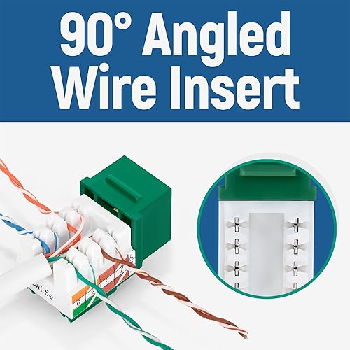 Miniatura 170 de Everest - Paquete de 10 conectores Keystone RJ45 Cat6 en ángulo de 90°, color blanco, conectores RJ45 hembra de perfil delgado, conector Keystone