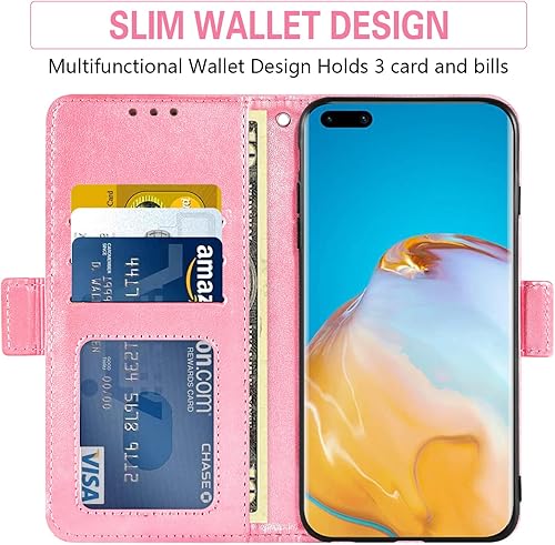 Miniatura 3 de Asuwish Funda de teléfono para Huawei P40 Pro con protector de pantalla de vidrio templado y billetera de cuero con diseño de flores, funda con