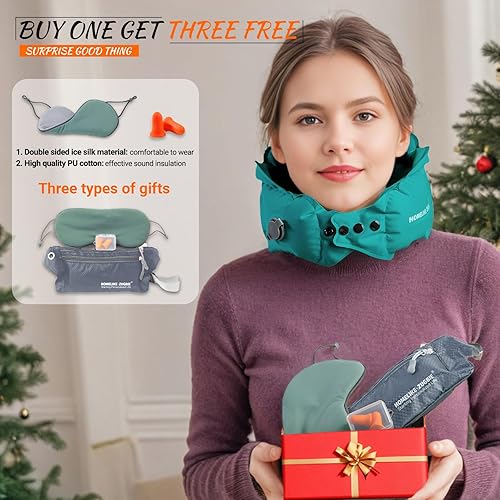 Miniatura 42 de Almohada inflable de viaje para avión, almohada inflable para el cuello, para viajes, oficina, siesta, soporte para el cuello, compra 1 y obtén 3 C