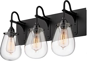 Sonneman Modern Lighting 4288.25 Chelsea 3-Light Bathroom Vanity Light with Clear Glass Shades - 3000K - 19" - Satin Black