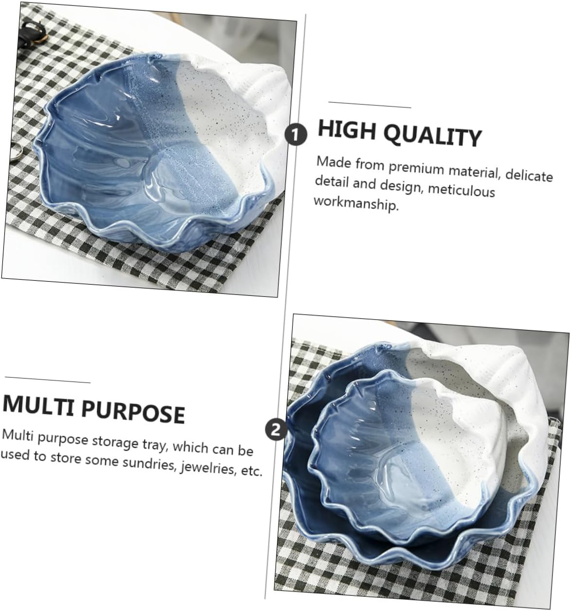 Ciieeo Ceramic Seashell Storage Tray Multi Purpose Porcelain Jewelry Key Organizer Household Decorative Coastal Bowl for Home Office Sundries Holder