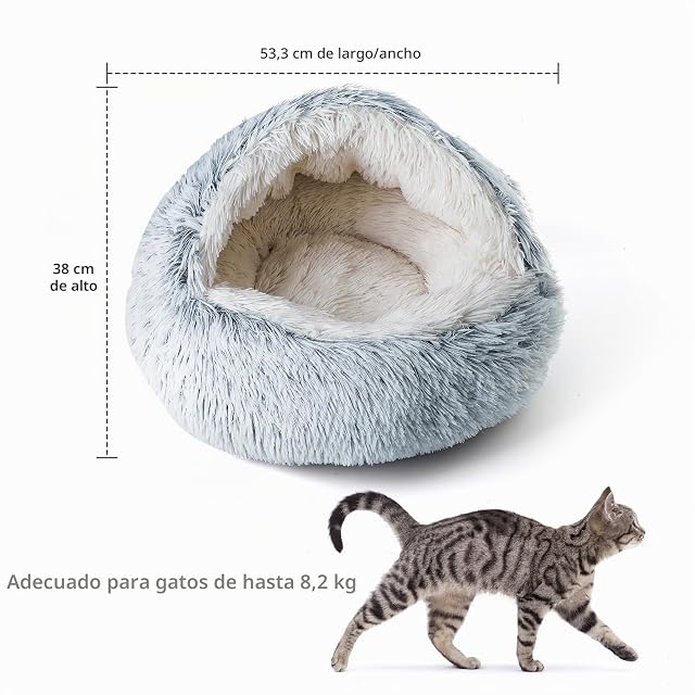 Foto 7 de 8 de CATISM Cama Felpa para Gatos Perros, Cama para Mascotas Redonda Lavable, Fondo Antideslizante
