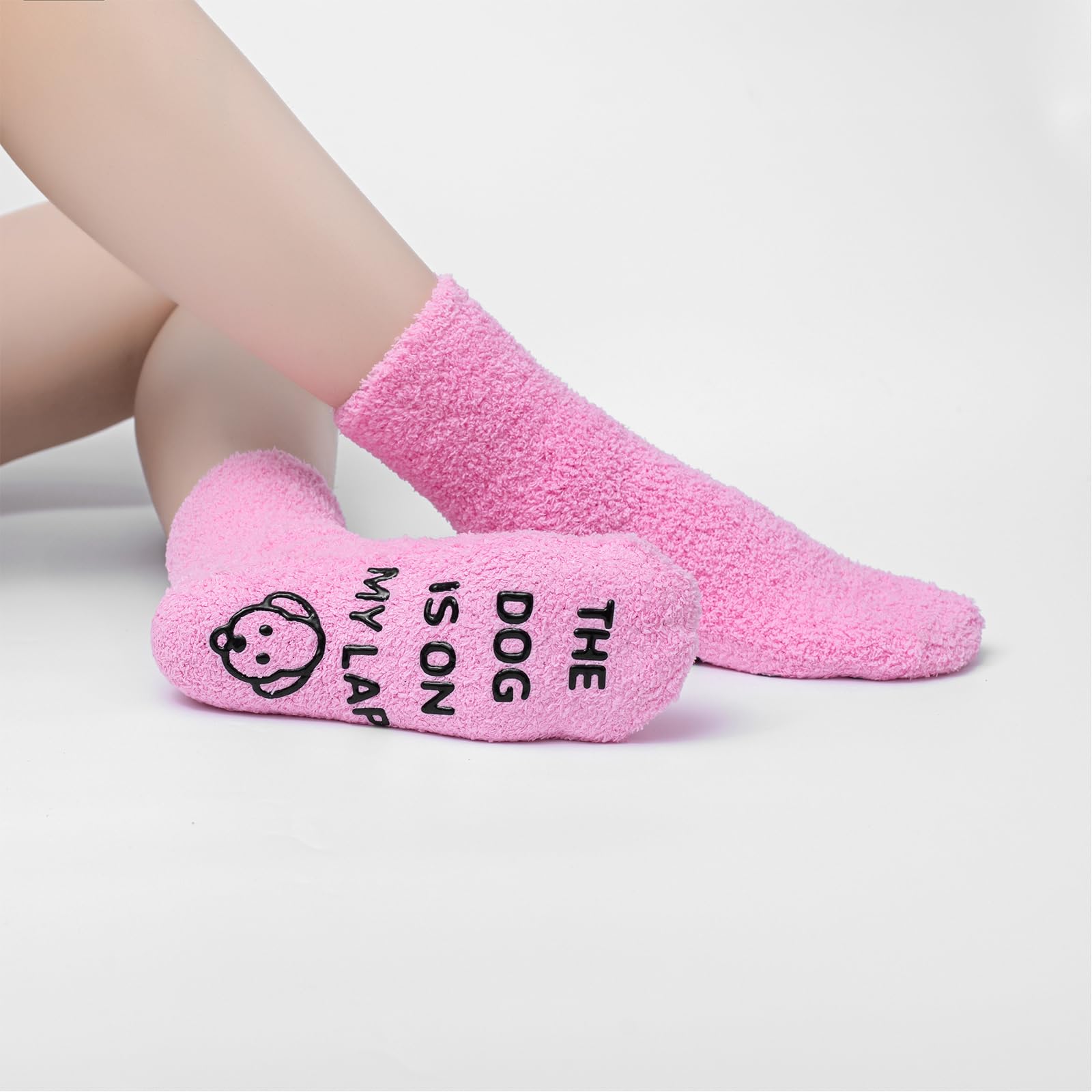 BISOUSOX Dog Cat Lovers Gifts For Mum Women Non Slip Fluffy Socks Novelty Socks for Women 3.5-7 Size Soft Funny Socks Birthday Funny Gifts for Wife Girlfriend — view 5