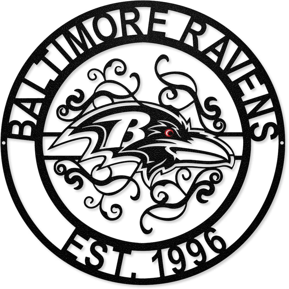 セール中！the ravens 直筆サイン入り　ポスター Amazon.com : NFL Baltimore Ravens Laser Cut Metal Sign,Black