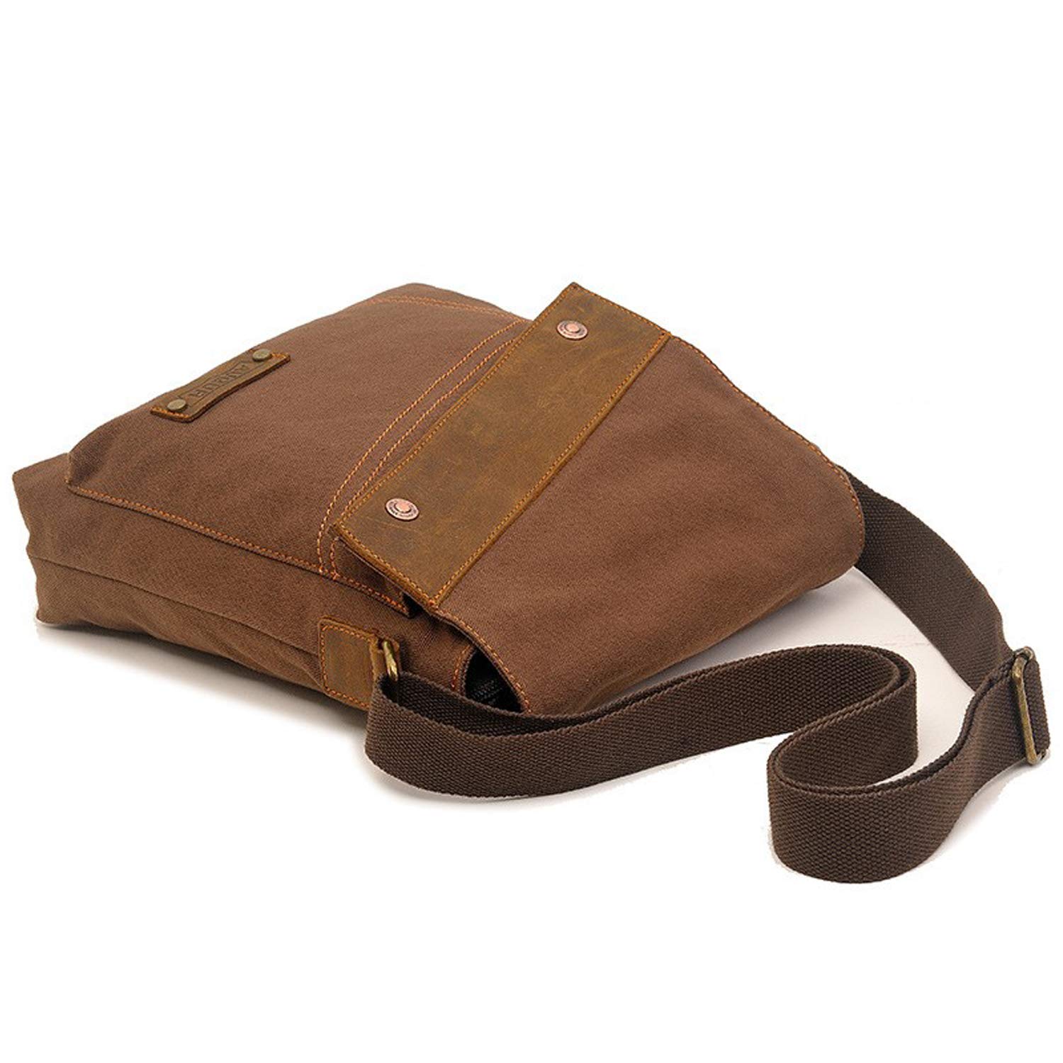 FANDARE Vintage Messenger Bag Bandolera Computadora Briefcase Bolsos Llevados Trabajo Escuela Mochila Crossbody Bag Mujer Hombre Lona,Large, Mochila de Ocio