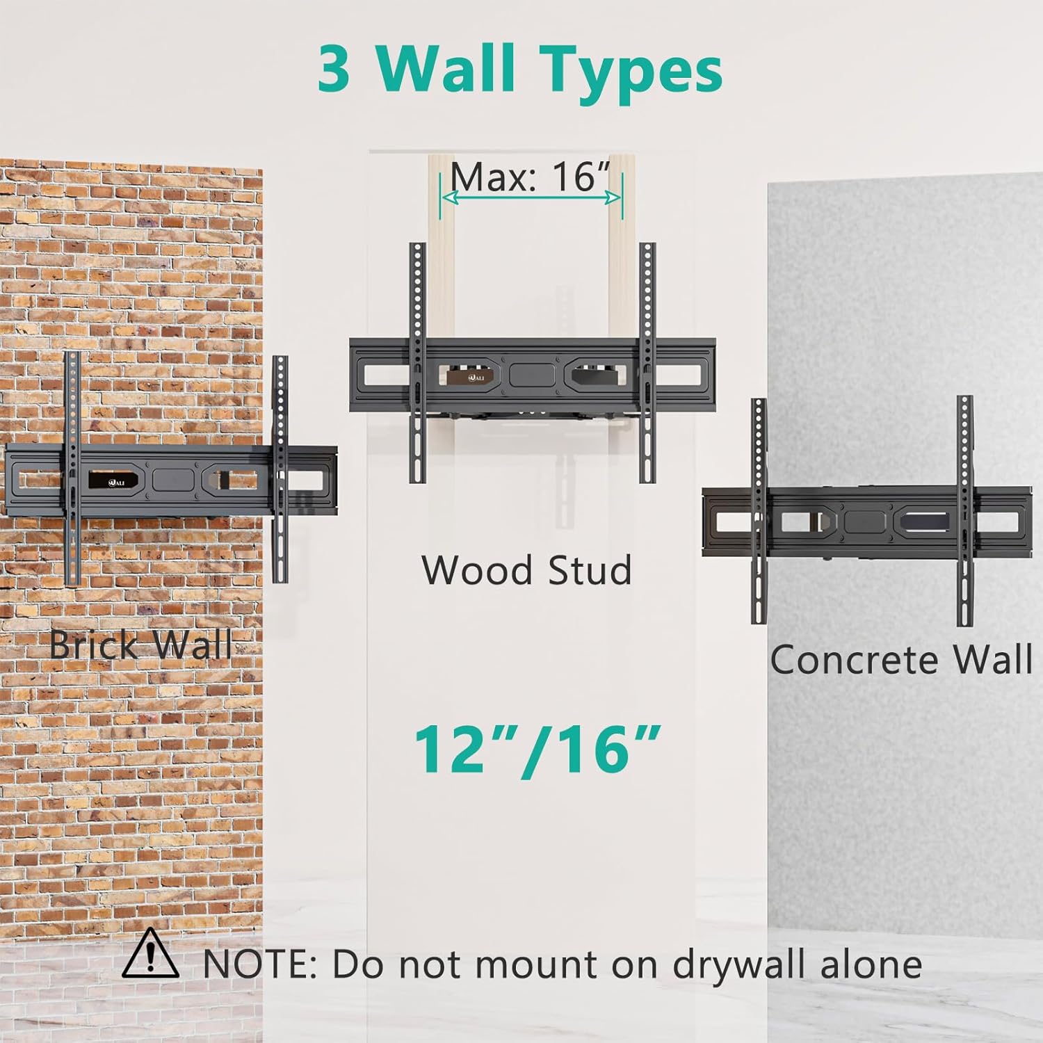 WALI TV Wall Mount compatible wall types