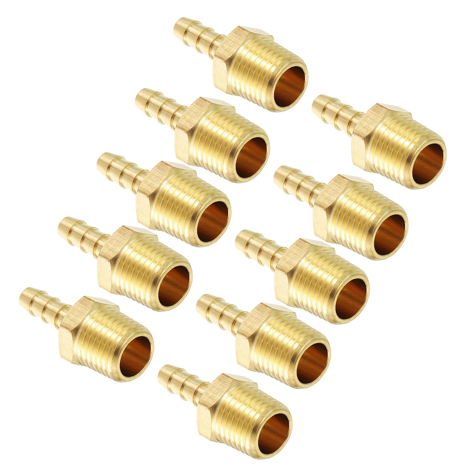Kozelo 10pcs Brass Hose Barbs Fittings 8mm Hose Barbsto 10mm NPT Male