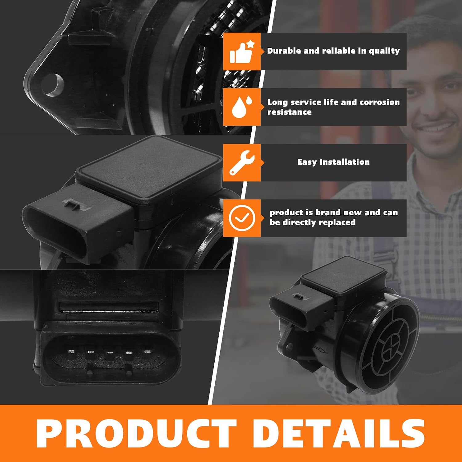 28164-23700 Mass Air Flow Sensor Meter MAF for Kia Rio Rio5 Spectra Spectra5 Sportage, Hyundai Accent Elantra Tiburon Tucson L4 1.6L 2.0L, Replace 5WK96431 28164-25000 2816423720