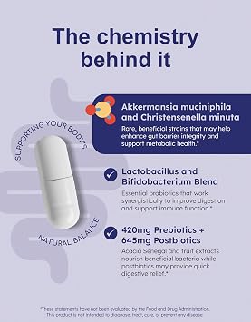 Complete Probiotic, Prebiotic, Postbiotic, GLP-1 Alternative with Akkermansia & Christensenella for Gas, Bloating, Gut Barrier & Microbiome Support 78 Billion CFU Enteric-Coated 90 Count