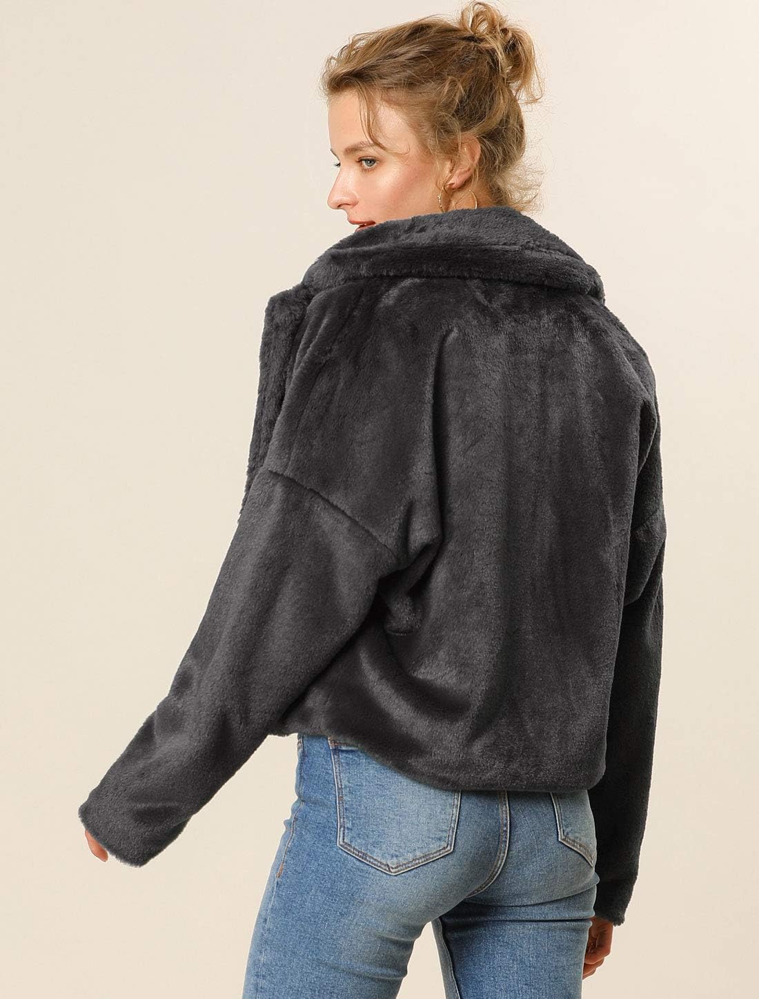 Allegra K Women's Winter Wedding Faux Fur Bolero Jacket Loose Formal Faux Fur Coat - Image 5