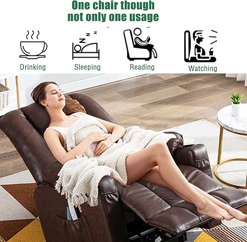 Miniatura 6 de BINGTOO Silla reclinable de elevación eléctrica con masaje y calor reclinables eléctricos para ancianos sofá de masaje de vibración con calefacción