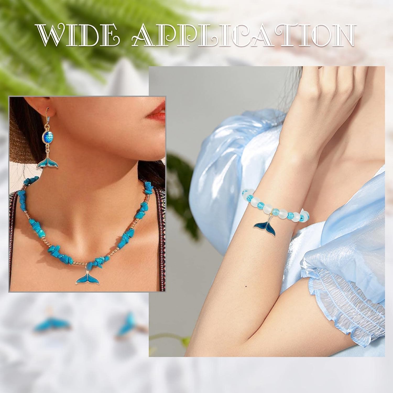 SUNNYCLUE 1 Box 50Pcs Mermaid Charms Fish Tail Charms Ocean Animal Blue Fishtail Charm Whale Dolphin Tails Golden Tone Summer Enamel Charm for Jewelry Making Charms DIY Earrings Necklace Supplies - Image 5