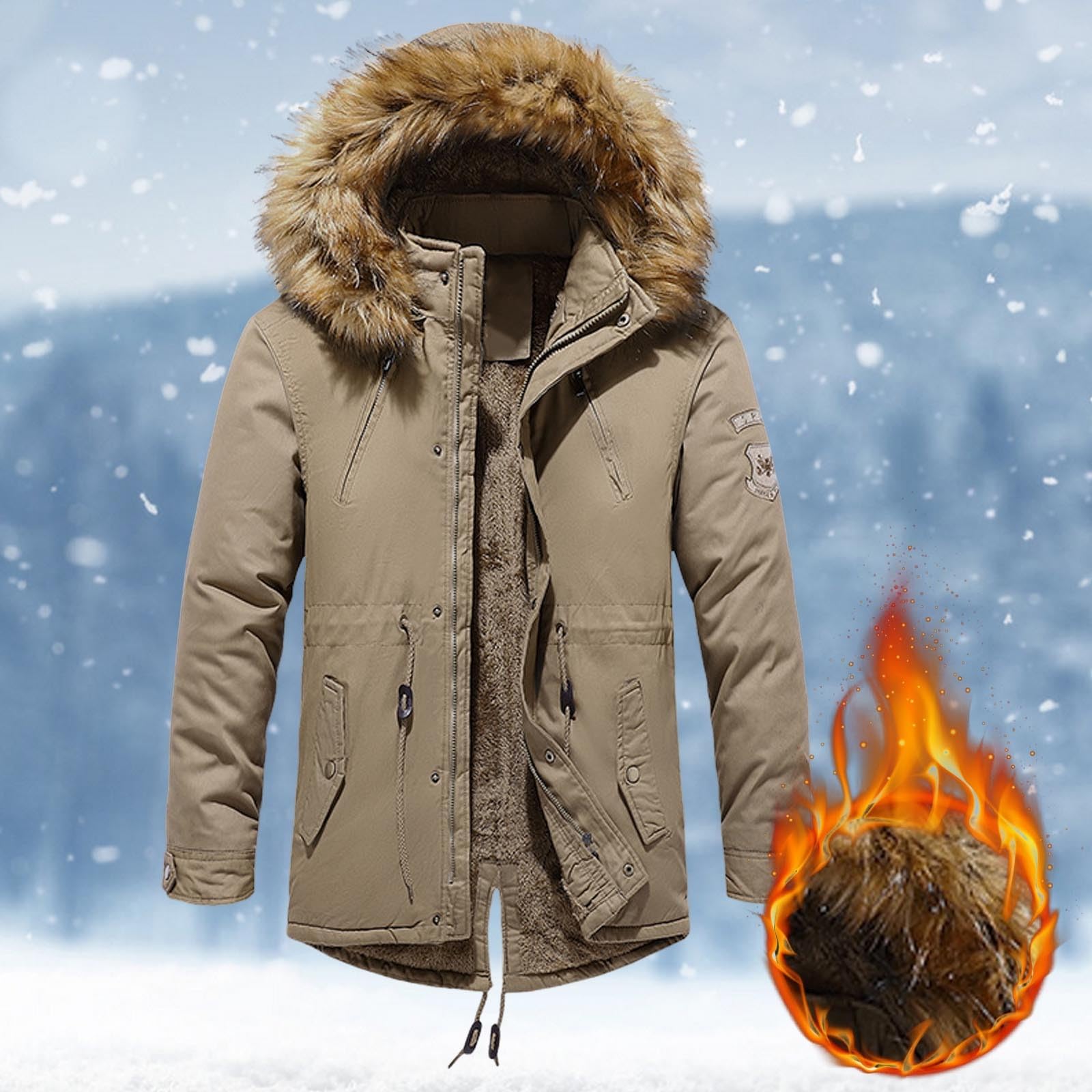 Genérico Abrigo Hombre Invierno,Mangas Largas con Capucha y Cremallera Plumiferos CáLido Acolchado Cazadora Bomber de pan moderno elegante parka para exteriores