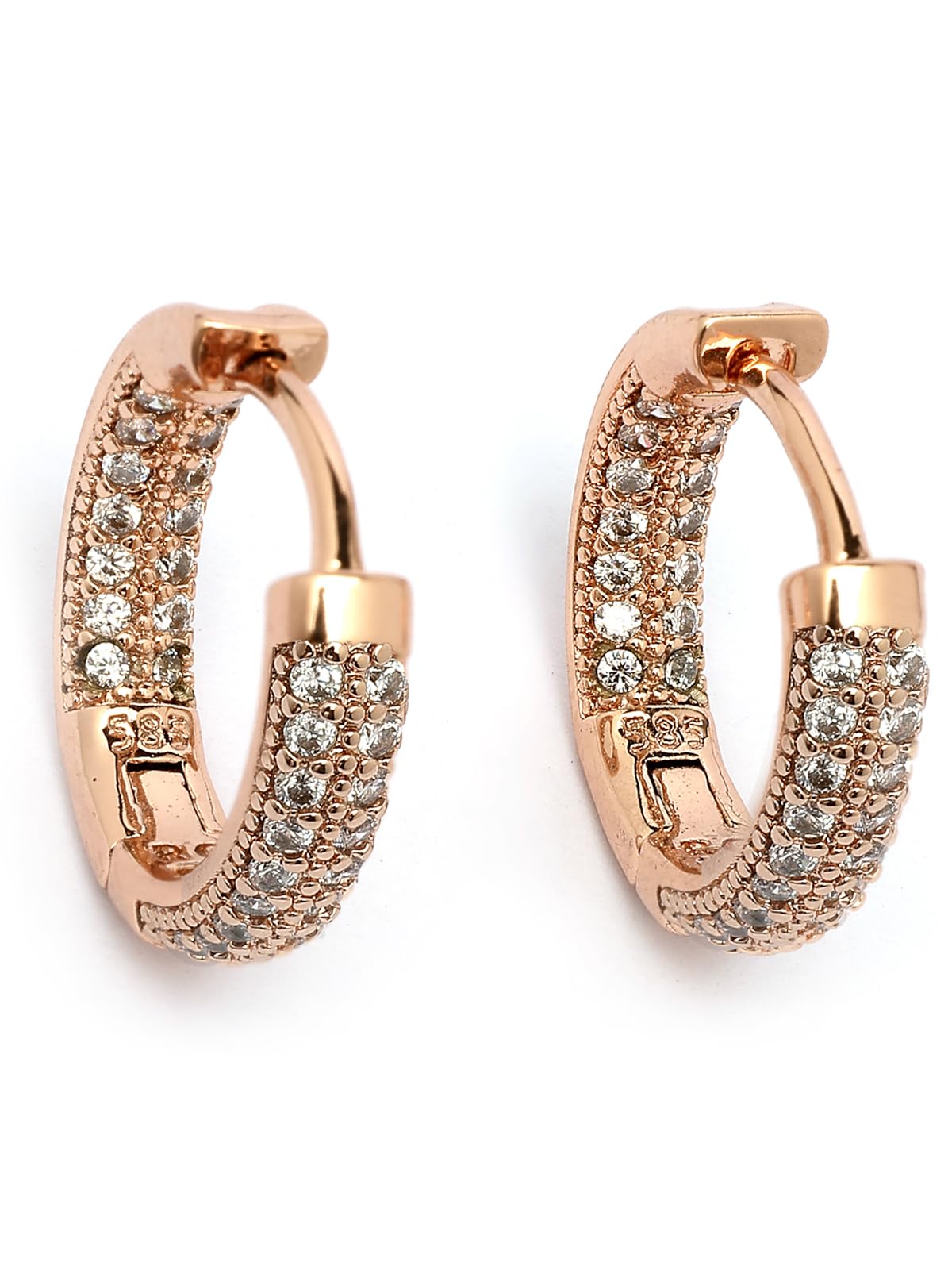 Charming 18k Rose Gold Plated Latest Fancy Stylish Copper Zircon Hoop Bali Earrings for Women & Girls|Pair of 1|Jewellery Gifts for Wife Girlfriend Mother Sister|E107254-image-33