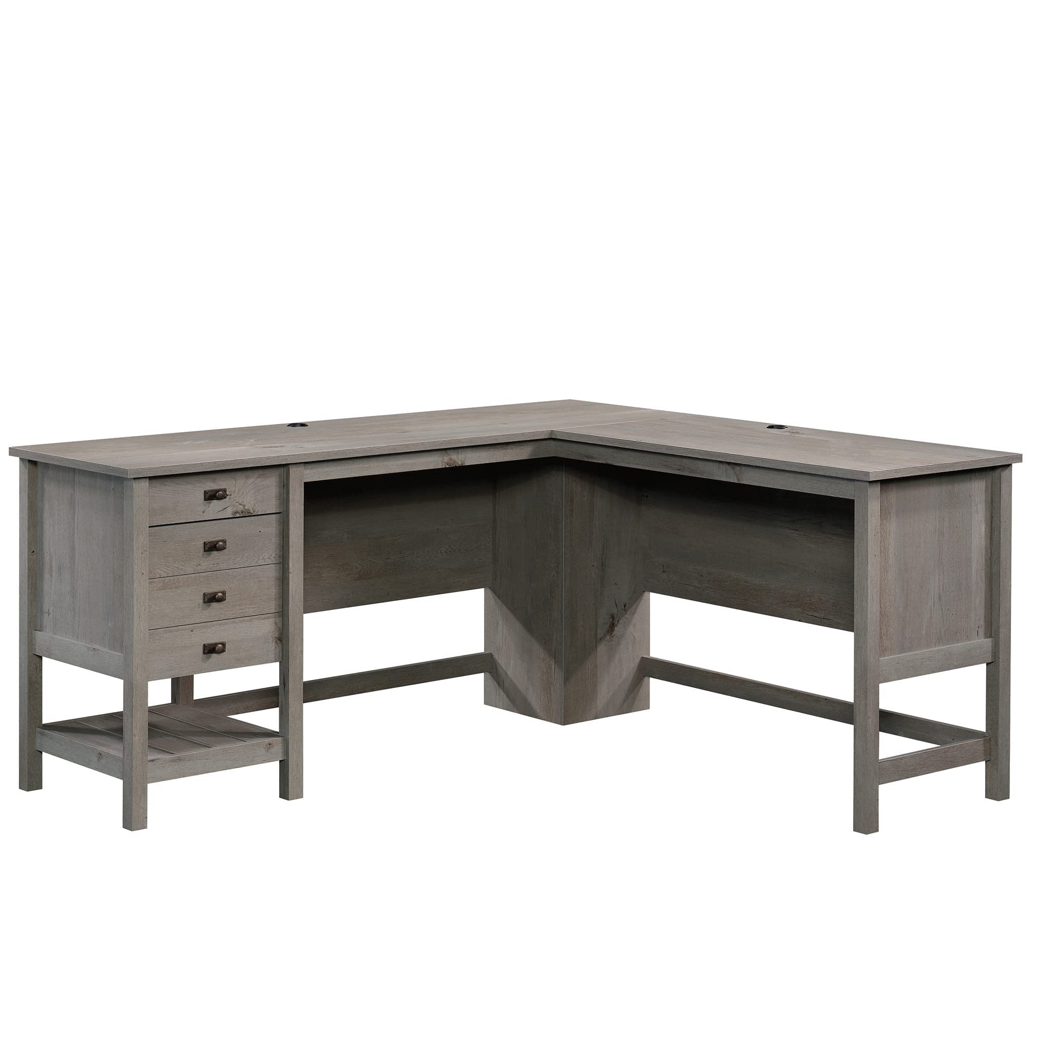 Sauder Cottage Road L-Desk, L: 65.12" x W: 58.66" x H: 29.76", Mystic Oak finish