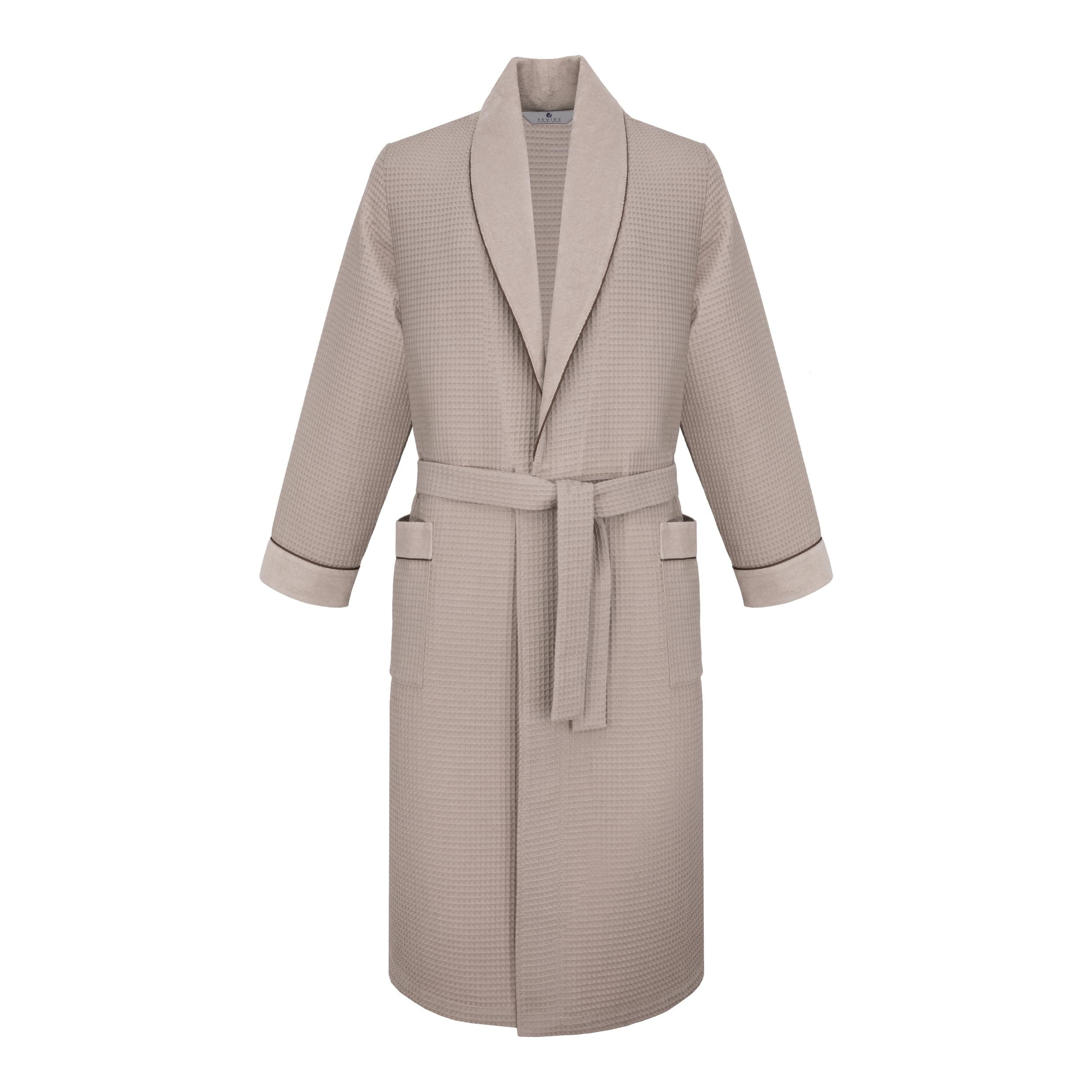 Revise RE-519 - Albornoz universal para hombre, 100% algodón, diseño gofre, elegante, ligero
