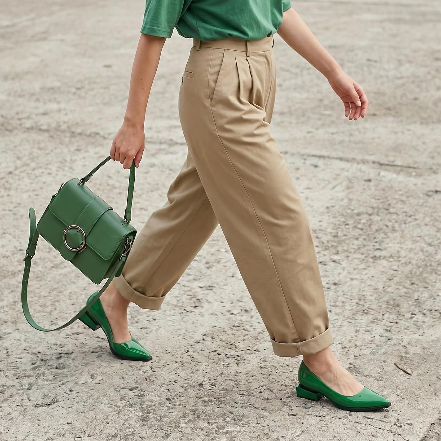 LingxiaUne Dress Shoes for Women, Comfortable Dressy Flats, Womens Chunky Heel Pumps with Arch Support and Pointed Toe