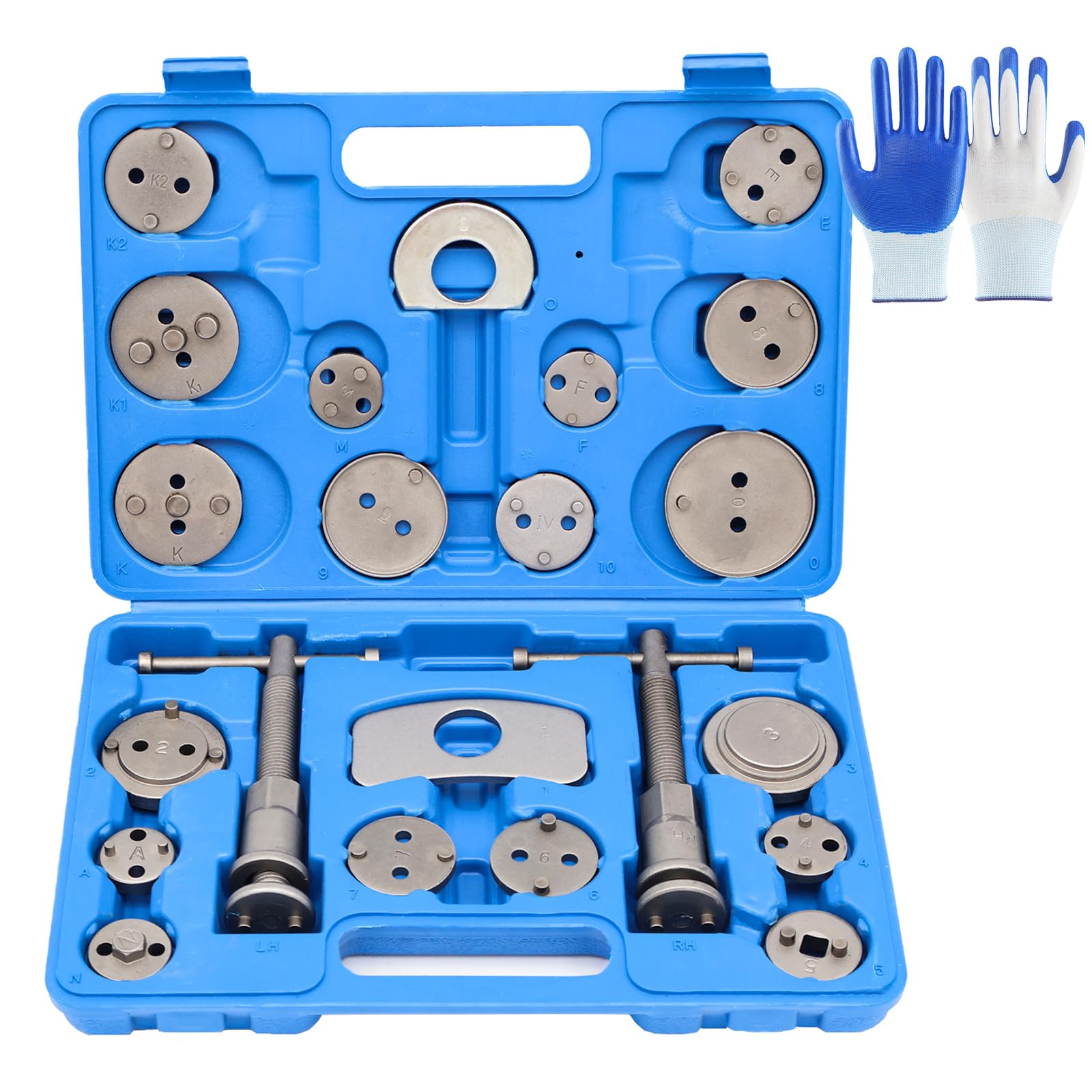 DASBSTE 23-TLG. Bremskolbenrücksteller Auto Universal, Bremsen Rückstellwerkzeug, KFZ Bremssattelrückstellwerkzeug mit Links- & Rechtsgewinde (Blau)