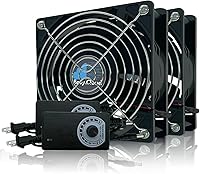 EasyCloud 120mm Variable Speed Axial Muffin PC Case Fans with AC Controller, 2-Pack - Quiet Cooling for PCs, Consoles & Electronics