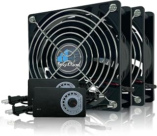 EasyCloud 120mm Variable Speed Axial Muffin PC Case Fans with AC Controller, 2-Pack - Quiet Cooling for PCs, Consoles & Electronics