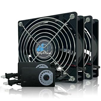 120mm Variable Speed Axial Muffin PC Fan with Controller, 2Pack