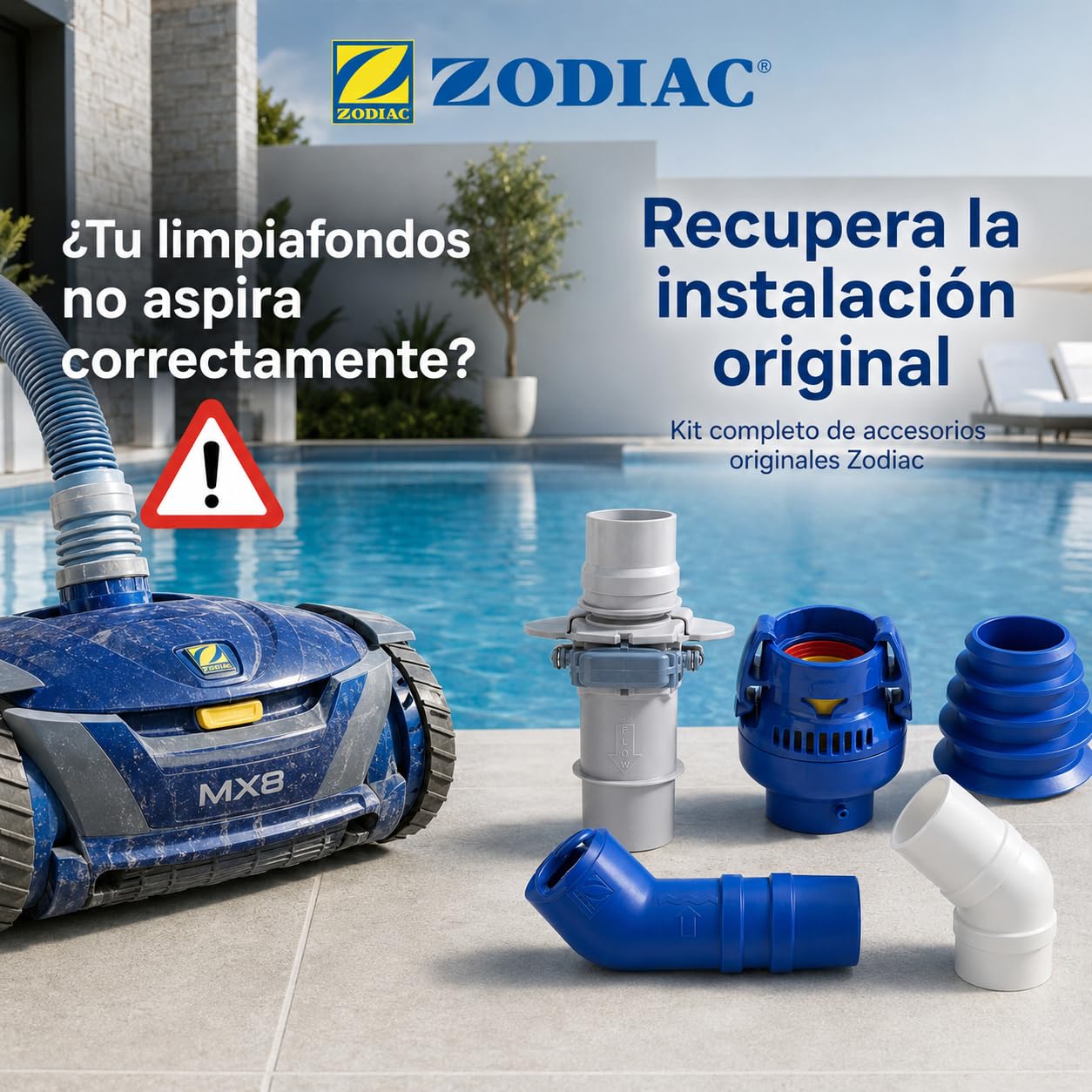 Zodiac MX6 MX8 Ersatzteile, komplettes Set mit FRV100-Ventil, Kegeladapter, 45-Grad-Ellbogen und Twist-Lock-Anschlüssen, Zubehör für Poolreiniger