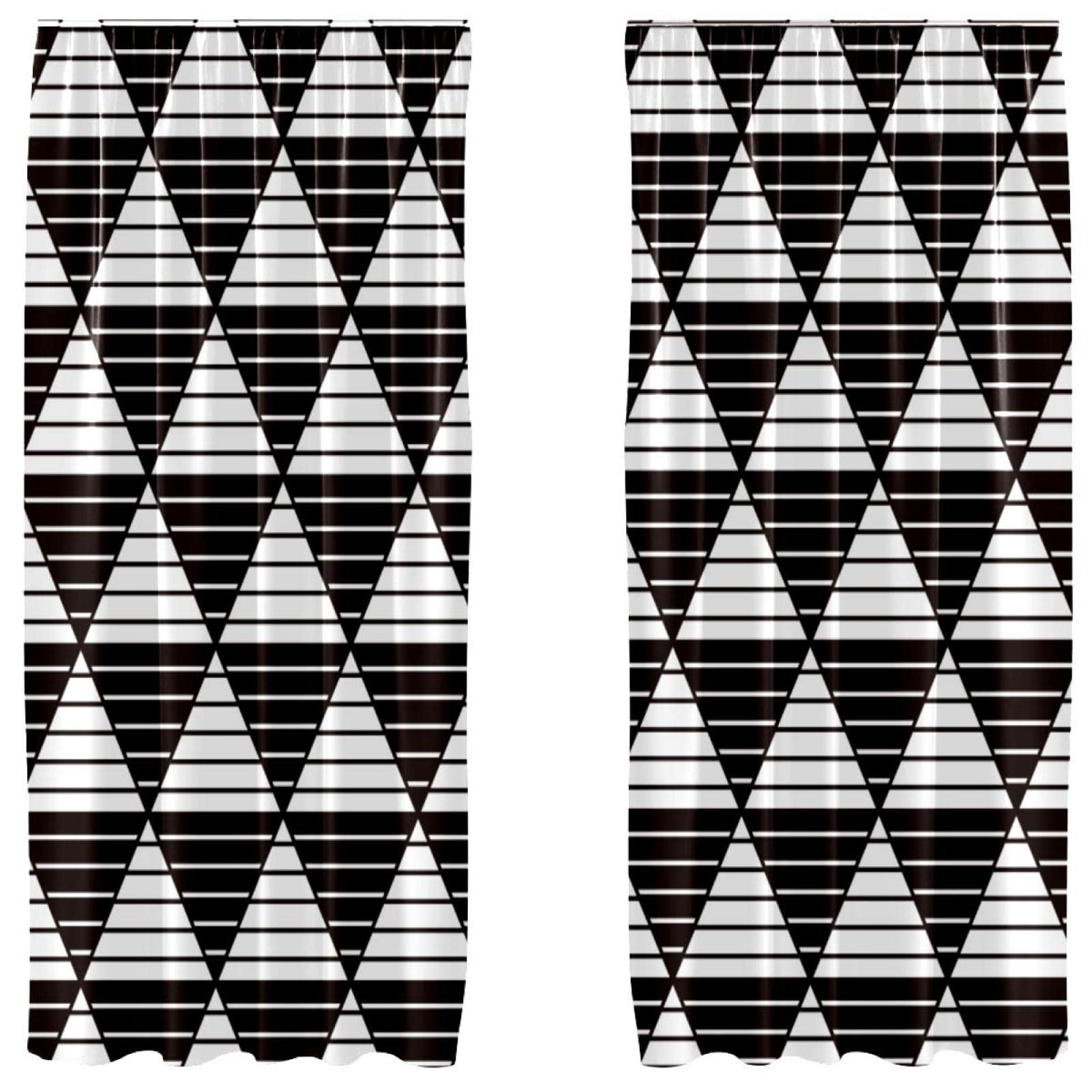 Cortinas de rayas geométricas en blanco y negro para salón, juego de 2 paneles de 55x84 pulgadas