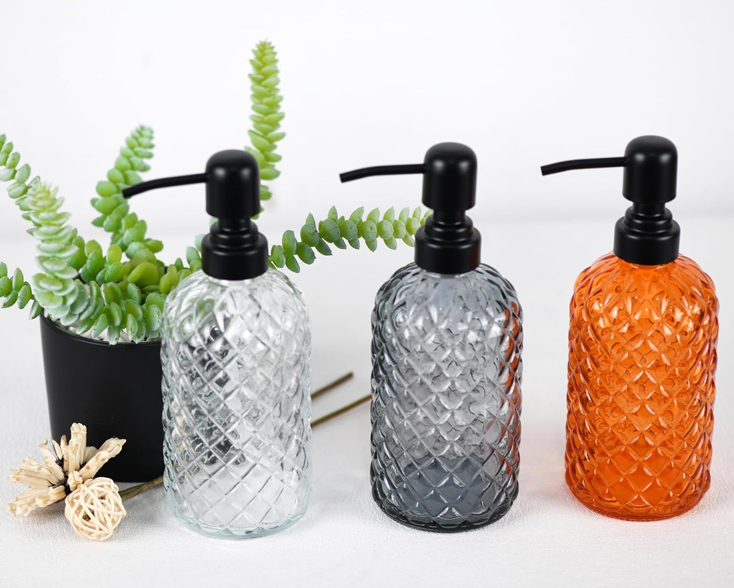 12Oz Glass Soap Dispenser with 304 Black Rustproof Stainless-Steel Pump, Refillable Glass Soap Dispenser for Kitchen, Bathroom, Farmhouse (Grey) - Image 7