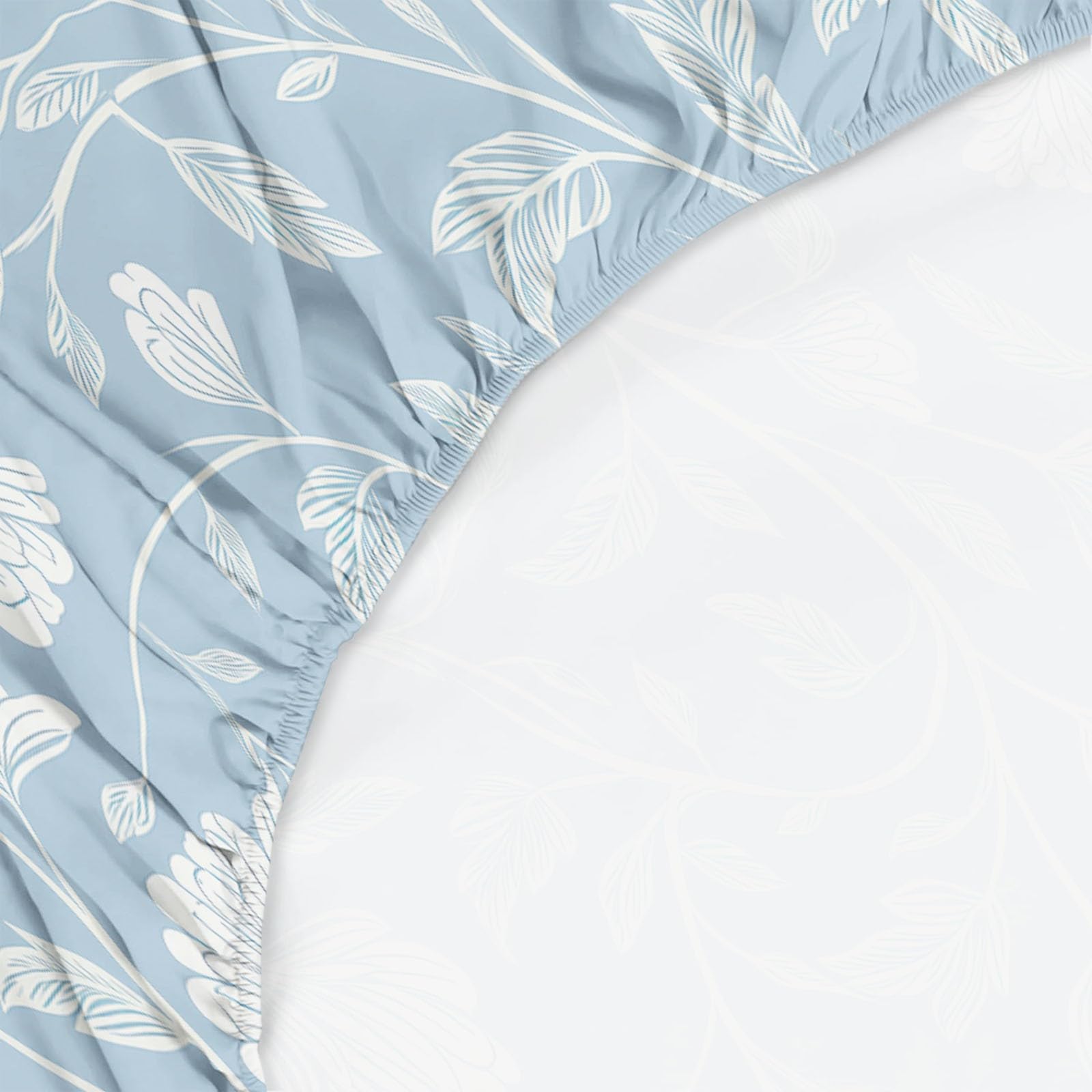 Bedrucktes Bettlaken 180 x 200 + 30 cm,Spannbettlaken für Schlafzimmer & Gästezimmer Aquarell Blumen Weiche Mikrofaser - Used_in Boxspringbetten bis 30cm Spannbetttuch Blau